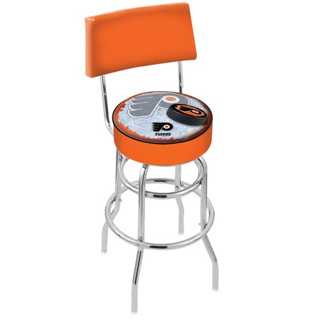 Holland Bar Stool Co 25" Chrome 2-Ring Philadelphia Flyers Swivel Bar Stool, Back L7C425PhiFly-O-D2